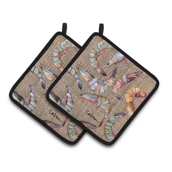 Shrimp Pair of Pot Holders - 7.5 x 3 x 7.5 in.