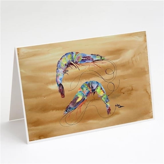 Shrimp Sandy Beach Greeting Cards & Envelopes - Pack of 8