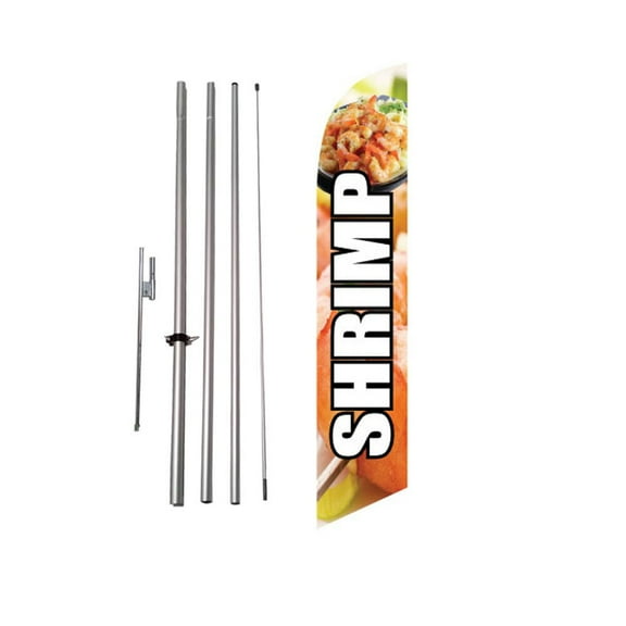Shrimp - Seafood Mariscos 15ft Feather Banner Swooper Flag Kit with pole & spike