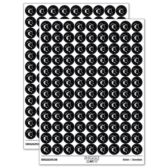 Shrimp Solid 200+ Round Stickers - Black - Gloss Finish - 0.50" Size