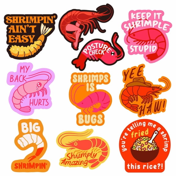 Shrimp Sticker Extra Large Stickers Funny Shellfish Adhesives with Memes
