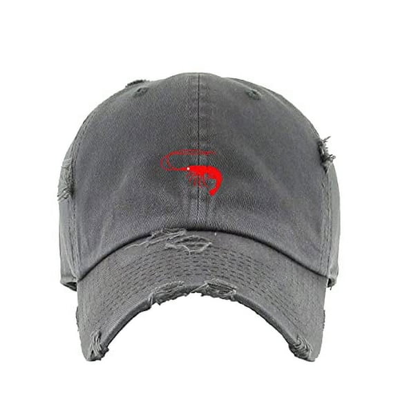 Shrimp Vintage Baseball Cap Embroidered Cotton Adjustable Distressed Dad Hat Dark Grey