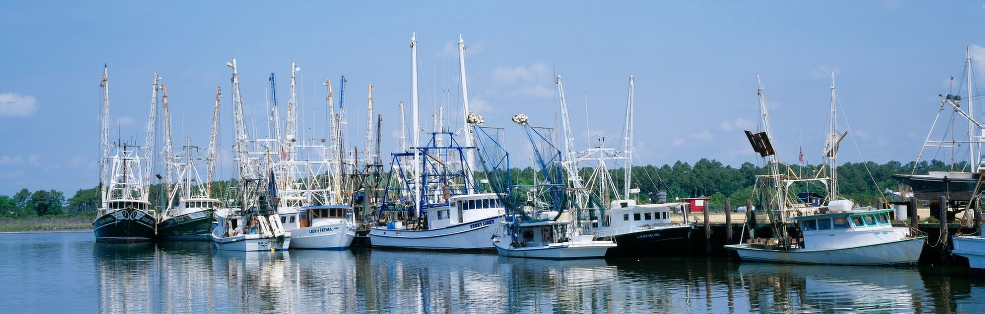 Shrimp boats at a harbor Bayou La Batre Alabama USA Canvas Art - Panoramic Images (36 x 12)