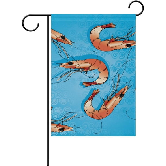 Shrimp in Waves Decorative Double Sided Garden Flag 12 x 18 inch