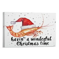 Shrimply Christmas Have A Wonderful Christmas Time Wall Art for Living Room Winter Holiday Decor  Canvas Picture Funny Bathroom Wall Art Decor Canvas Print 08x12inch Framed Artwork