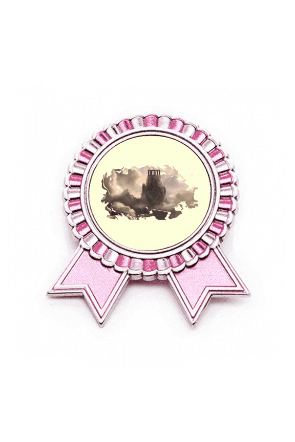 Shrine Temple Mountain Badge Brooch Pin Pink Winner Award Medal