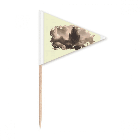 Shrine Temple Mountain Toothpick Triangle Cupcake Toppers Flag
