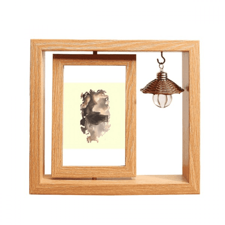 Shrine Temple Mountain Wooden Rotating Picture Photo Frame 4x6