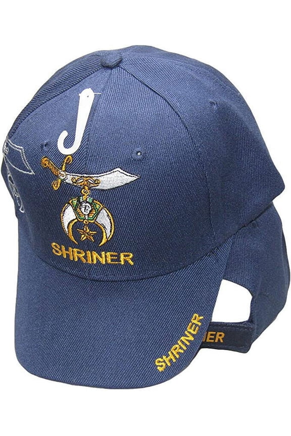Shriner Emblem NAVY BLUE With Shadow Embroidered Cap Hat Masonic