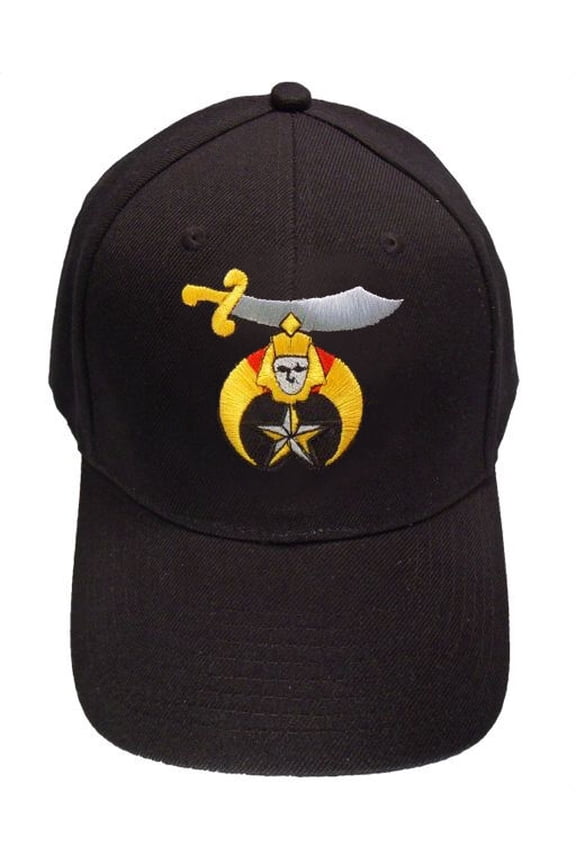 Shriner's Masonic Baseball Cap - Black Hat with Shriners Freemason Symbol