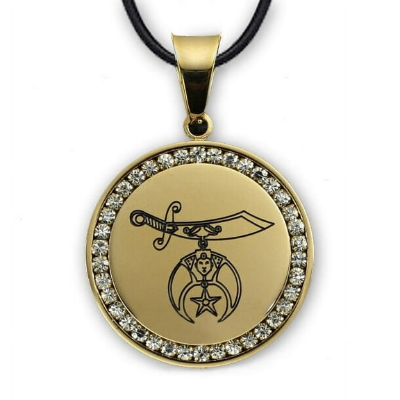 Shriners 14K Gold Finish Plated Steel Masonic Freemason Pendant w/Necklace
