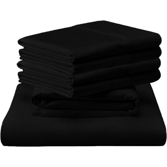 Shrinita 1000 Thread Count Organic Cotton Bedsheet 6 PC Short King Black 18" Deep Pockets