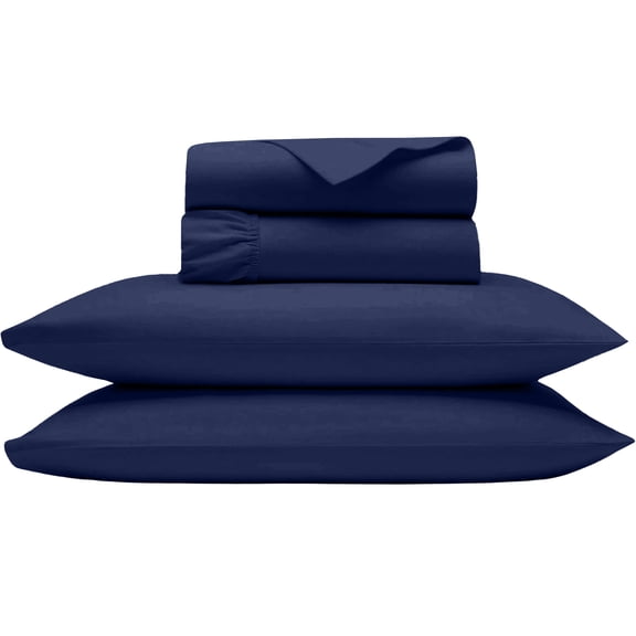 Shrinita 400 Thread Count Organic Cotton Bedsheet 4 PC Twin Navy Blue 12" Deep Pockets