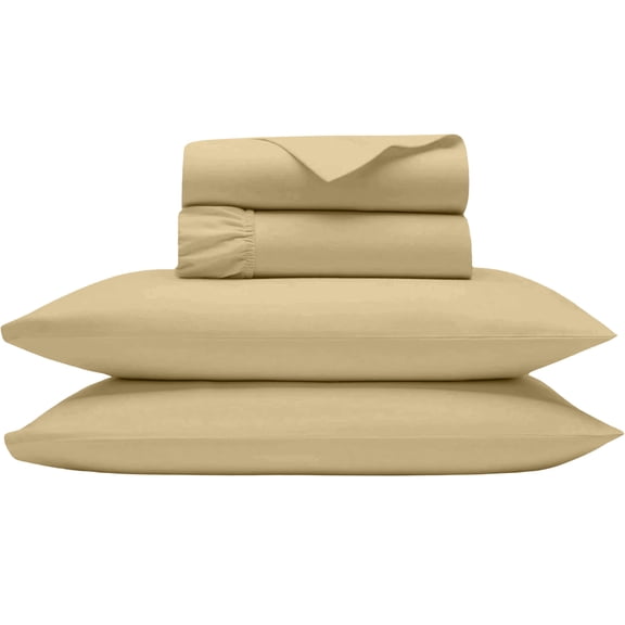 Shrinita 500 Thread Count Organic Cotton Bedsheet 4 PC Full Taupe 25" Deep Pockets