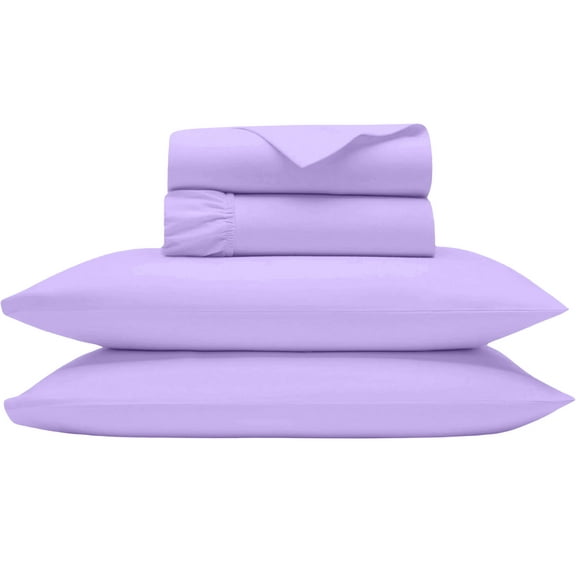 Shrinita 600 Thread Count Organic Cotton Bedsheet 4 PC King Lavender 28" Deep Pockets