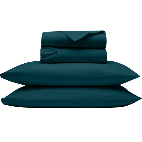 Shrinita 600 Thread Count Organic Cotton Bedsheet 4 PC Twin Teal Blue 25" Deep Pockets
