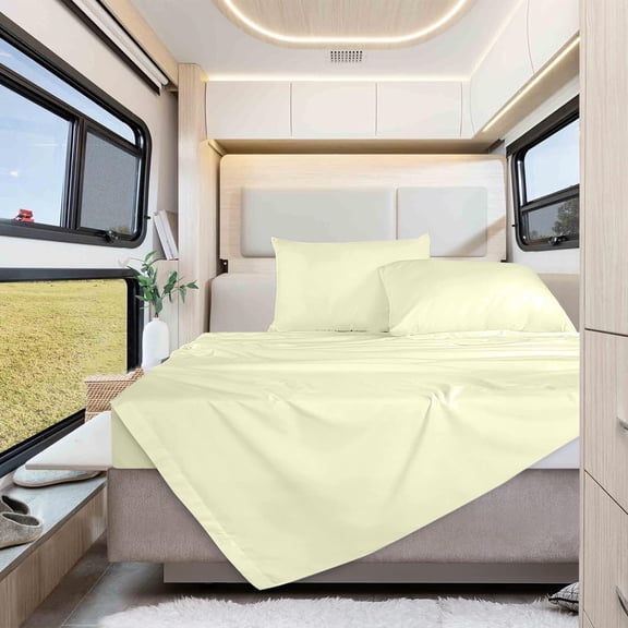 Shrinita 700 Thread Count Egyptian Cotton 12" Deep Pocket 42"x80" Truck Ivory Bedsheet