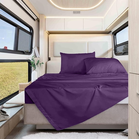Shrinita 700 Thread Count Egyptian Cotton 18" Deep Pocket 70"x80" RV Camper King Plum Bedsheet