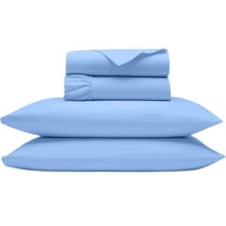 Shrinita 1000 Thread Count Organic Cotton Bedsheet 4 PC Queen Light Blue 28" Deep Pockets