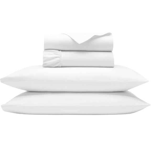Shrinita 700 Thread Count Organic Cotton Bedsheet 4 PC Queen White 12" Deep Pockets