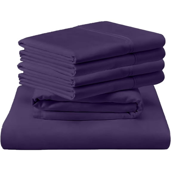 Shrinita 700 Thread Count Organic Cotton Bedsheet 6 PC Twin Plum 28" Deep Pockets