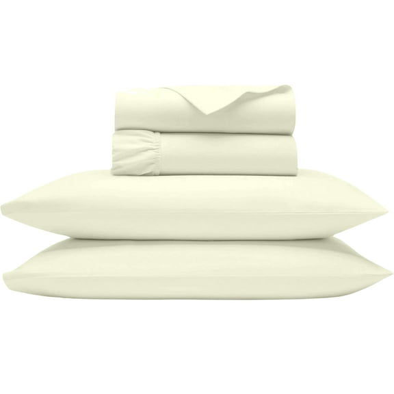 Shrinita 800 Thread Count Organic Cotton Bedsheet 4 PC Twin Ivory 18" Deep Pockets