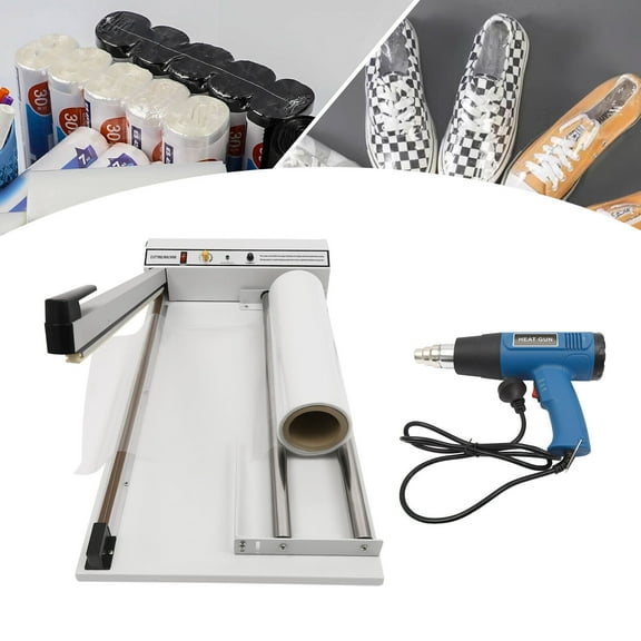 Shrink Film Wrap Machine 24" Wrap Sealer w/Heat Gun 380mm Plastic Film for PP PE