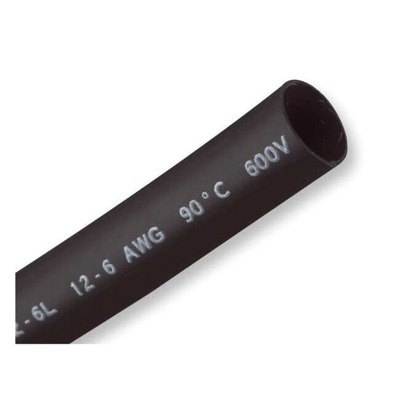Shrink-Kon Shrink Tubing,6 in,Blk,0.35 in ID,PK25 HS16-12L