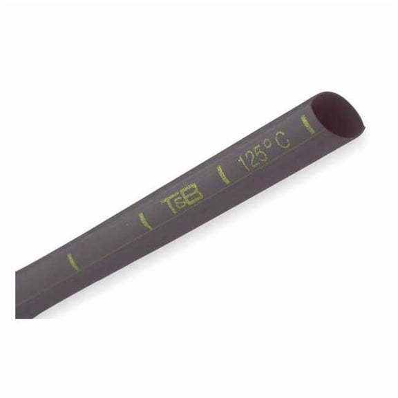 Heat Shrink Tube, Thin Wall, 2:1 I.D. Shrink Ratio, 0.38 in I.D. Before Shrinking, Black, 6 in