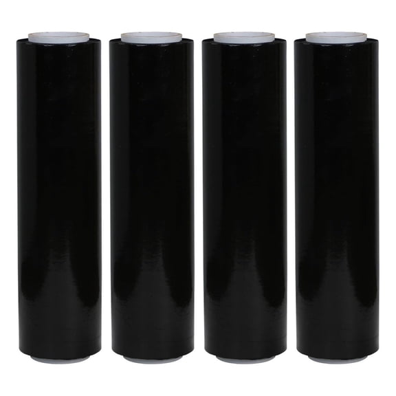 Shrink Wrap 4000 ft. x 18", 25.2 LBS Total, Stretch Film Plastic Wrap, Industrial Strength Hand Stretch Wrap, 18"x 1,000 ft. Per Roll, 80 Gauge Shrink Film/Pallet Wrap, Black, 4 Piece