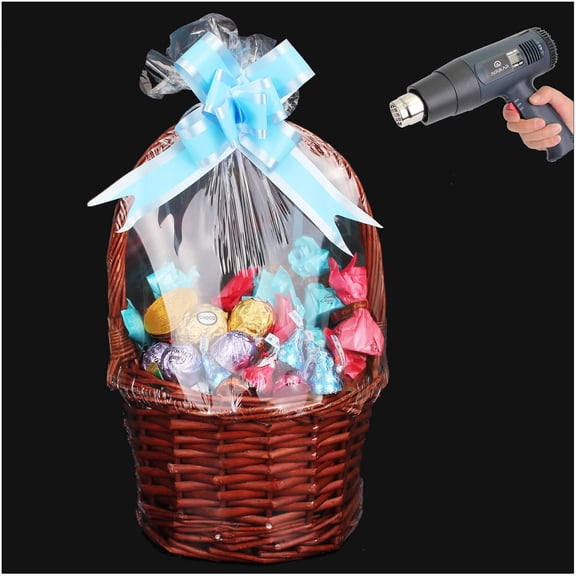 Shrink Wrap Bags for Gift Baskets 36Pcs 14x18 Inches Chear PVC Heat Shrink Bags Cellophane Wrap for Packaging Large Bags for Easter, Holiday, Birthday, and Any Occasion