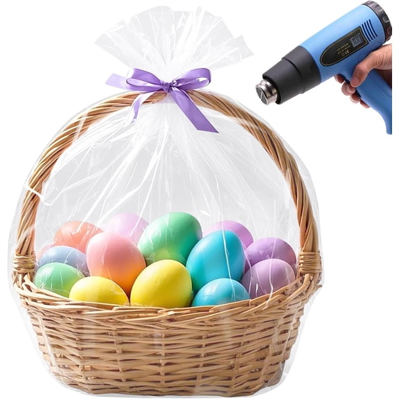 Shrink Wrap Bags for Gift Baskets, 24x30 inches Clear PVC Heat Gift Basket Shrink Bags 20 Pack
