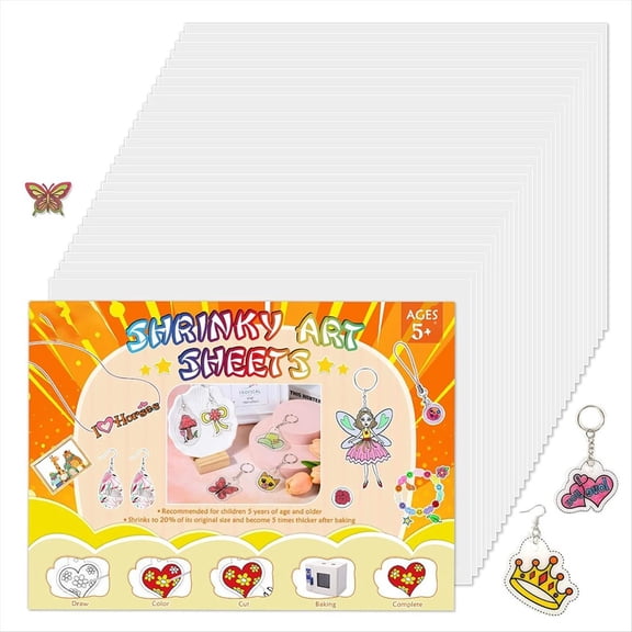Shrinky Art Paper, 36Pcs Shrink Paper Sheets Shrink Plastic Film for Keychains and Kids - Art Craft Marking