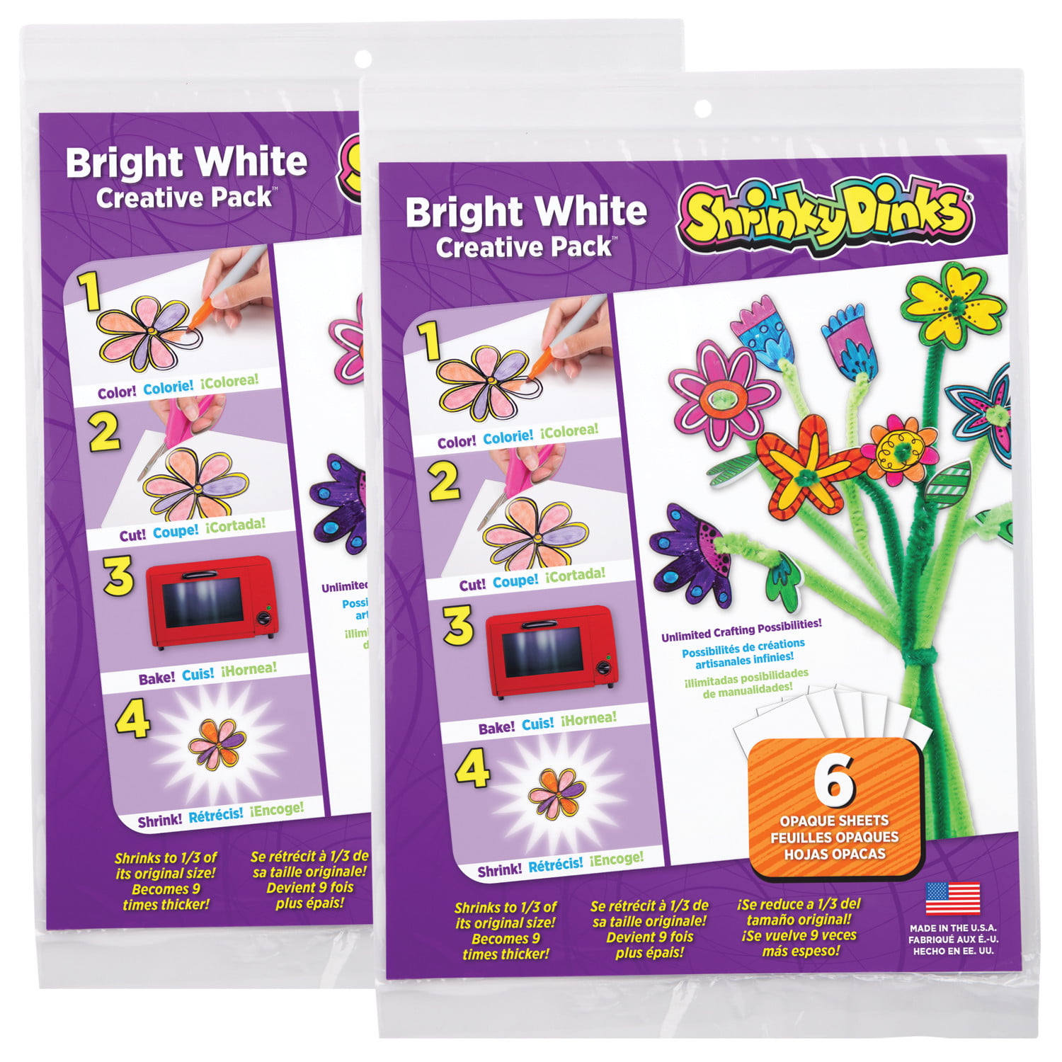 Shrinky Dinks Creative Pack, 25 Bright White Sheets, Kids Arts and Crafts Activity Set Multi-Color 03634