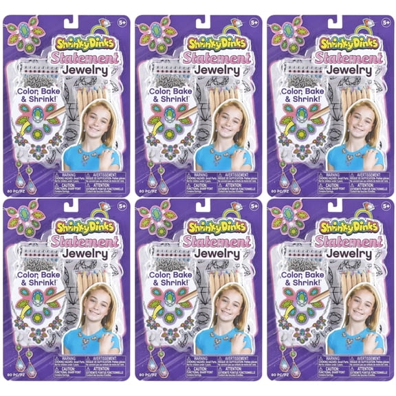 Shrinky Dinks Jewelry Activity Set Birthday Holiday Party Bulk Fun Girls 6 Kits