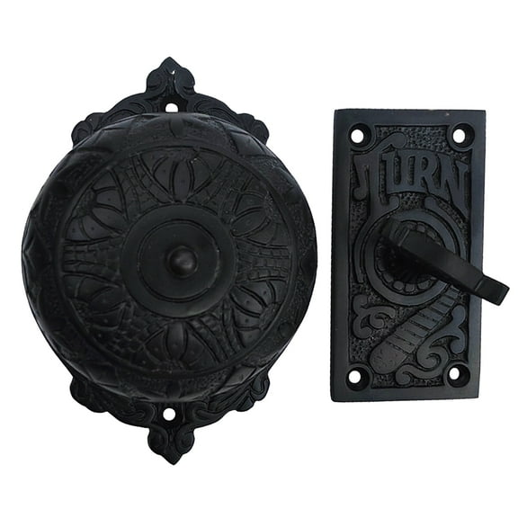 Shristy Hardware "Hezekiah" Brass Manual Old Fashioned Door Bell  Vintage Twist Bell with Key Plate  Mechanical Doorbell for Home  (Pack of 1 Antique Black Finish)