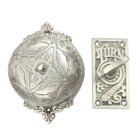 Shristy Hardware "Sarah" Brass Manual Old Fashioned Door Bell  Vintage Twist Bell with Key Plate  Mechanical Doorbell for Home  (Pack of 1 Satin Nickel Finish) - PT-2