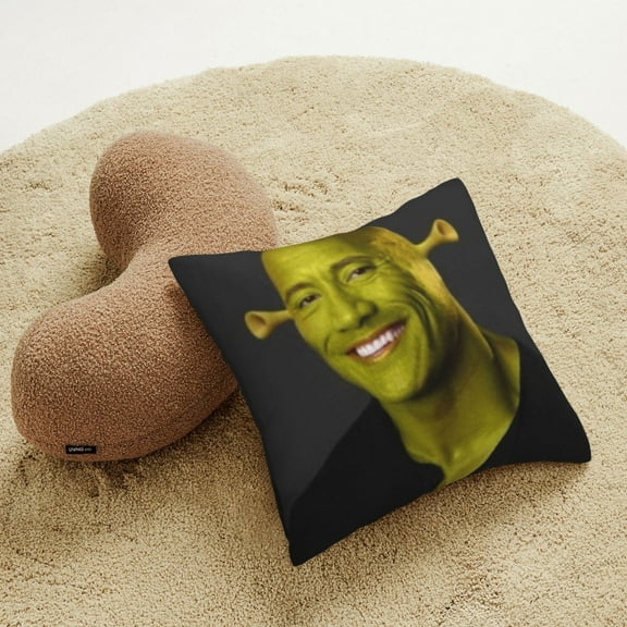 Shrok Rock Throw Pillow Covers 18"X18" Funny Meme Pillows Home Decor Pillowcase Bedroom Living Room Dormitory College Cushion Cover for Couch Sofa Bed