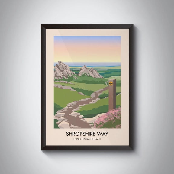 Shropshire Way Poster Travel Print Hiking Trail National Park Poster Shropshire Hills Ironbridge Gorge Shrewsbury Bishop'S Castle