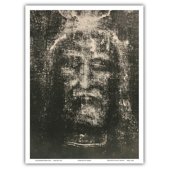 The Shroud of Turin (Sindone di Torino) - Turin Shroud (Sacra Sindone) - Vintage Religious Art by Secondo Pia c.1898 - Master Art Print (Unframed) 9in x 12in