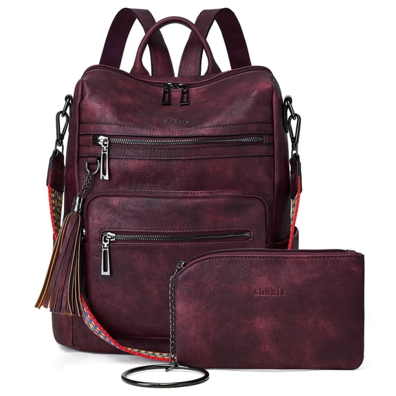 Shrrie Backpack Purse for Women Leather Fashion Designer Backpack Convertible Shoulder Satchel Bag for Travel College Work