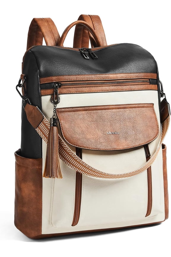 Laptop Backpack for Women 15.6 inch,Travel Leather Backpack Purse Nurse Teacher Carry on Backpack Computer Bag,Professional Water-Resistant College Business Work Casual Daypack