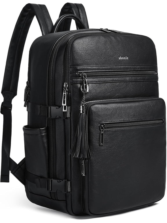 Laptop Backpack for Women,Vegan Leather Backpack Work Computer Backpacks fits 16" Laptop,Water Resistant Teacher Nurse Casual Daypack for Weekender Camping Travel