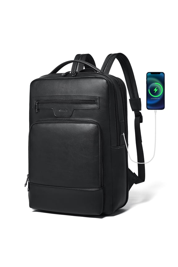 Leather Laptop Backpack for Women and Men,28 L Travel Backpack Computer Bag Fits 16 inch Laptop,Expandable Casual Daypack with USB Charging Port for Work Business Weekender College