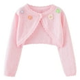 thumbnail image 1 of Shrug Cardigan Long Sleeve Toddler Baby Girls Crochet Floral Button Closure Crop Knit Sweaters Little Girl Dress Cover-Up, Pink, 6 Years, 1 of 7
