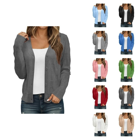 Shrug Cardigans for Women 2025 Fall Lightweight Long Sleeve Open Front Button Soft Knit Cardigan Sweaters