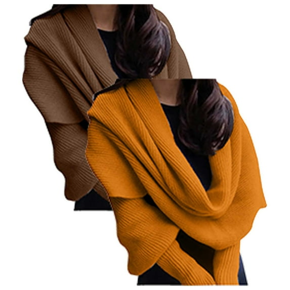 Shrug Sweaters for Women, Audhol Womens Long Sleeve Open Front Knit Crop Bolero Cardigan Sweater Shrug for Dress 2025 Sweater Scarf with Sleeves for Women Yellow1 A