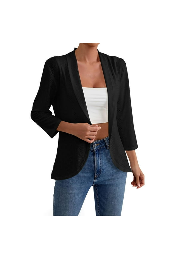 Shrugs for Women, Comdrip Cardigan Sweaters for Women Summer Lightweight Open Front Cardigans Netted Knit Half Sleeve Cover Ups Summer Sweaters for Women Lightweight Black L