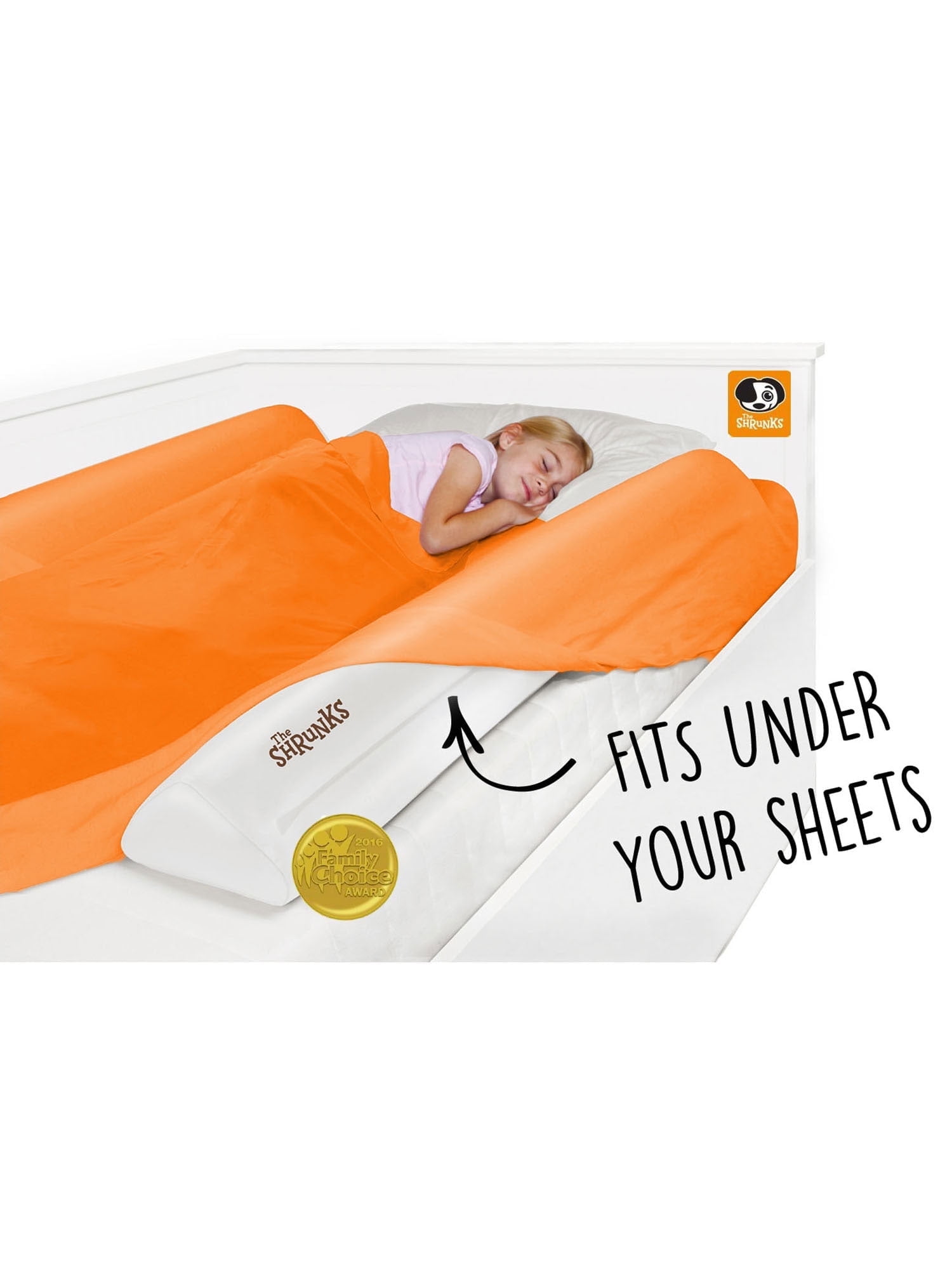 Shrunks Inflatable Bed Rail for Toddlers, Kids, Adults, and Elderly | Portable Bed Bumper for Toddler Travel or Home | Blow Up Bed Guard Rail for Twin, Full, Queen, King Size Beds (1 Pack)
