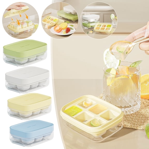 Shrysg 6-Cell Press Ice Cube Mold - Innovative Ice Tray for Home Use,Effortlessly Creates & Stores Ice Cubes with a Space-Saving Design
